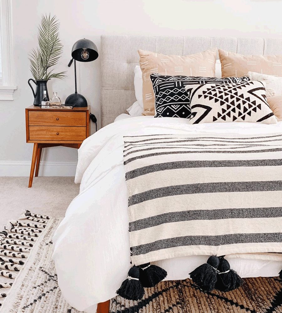 black and white tribal patterns bedroom 