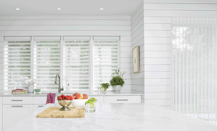 white kitchen blinds on windows and sliding glass door Lincoln CA