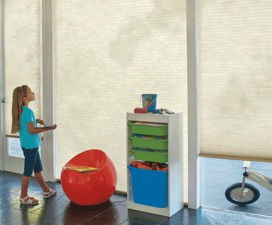 Motorized shades are a solution to blind cord problems.