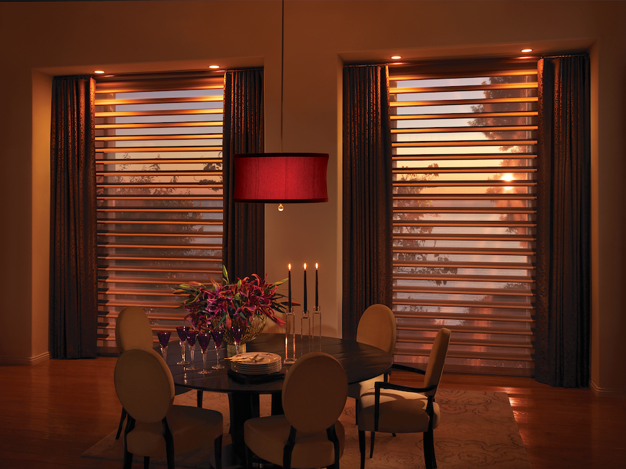 dining room traditional pirouette window shades california window fashions