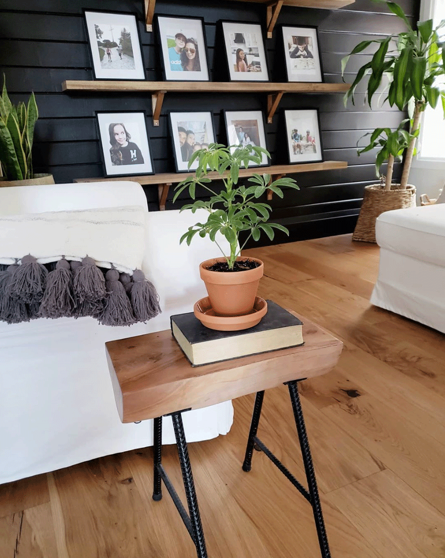 black painted shiplap for gallery wall