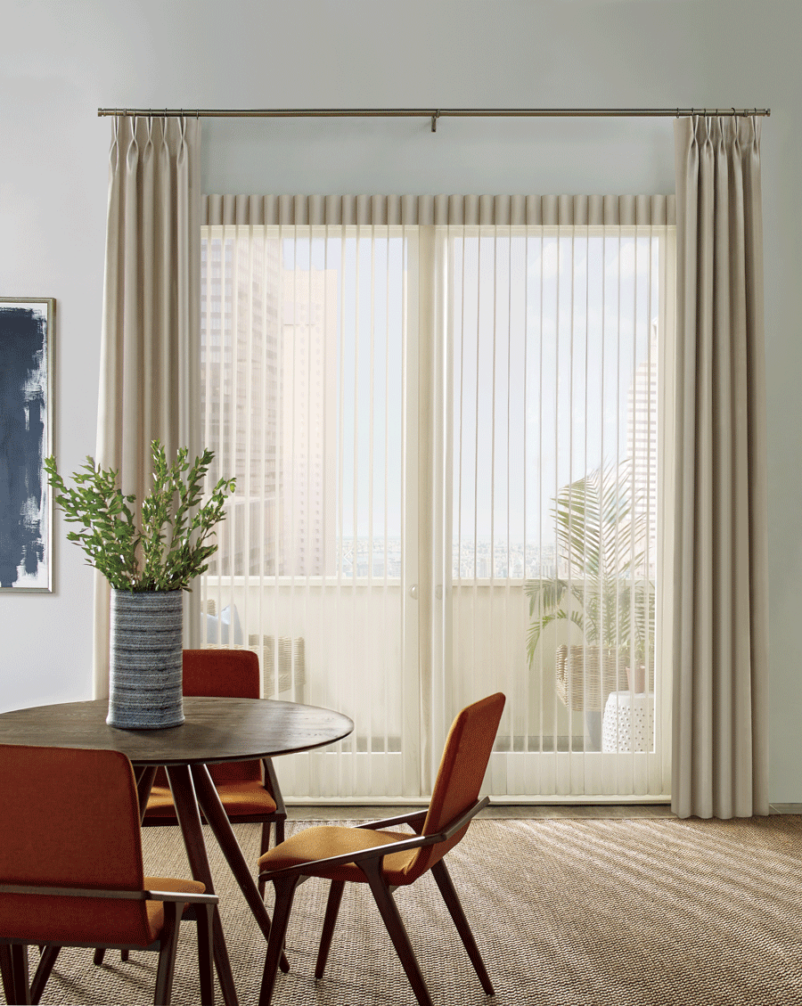 vertical shades with sheer fabrics and side panel draperies best window treatments for doors northern california