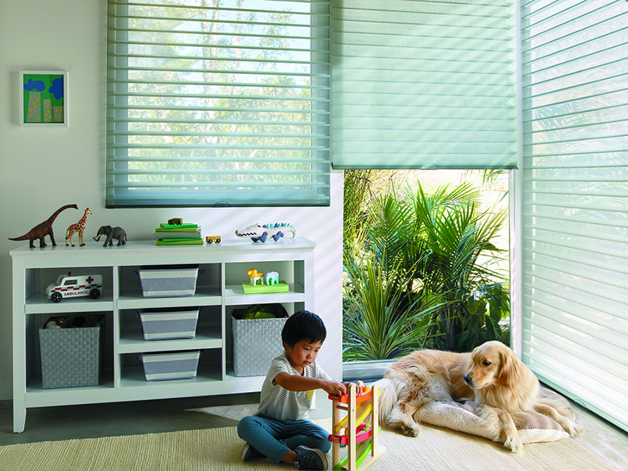 cordless shades in a child's playroom.