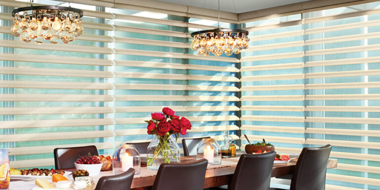 Roseville, CA dining room window treatments.