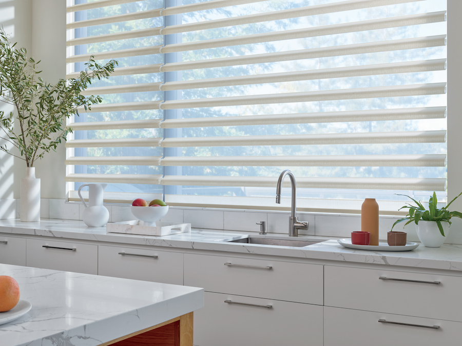 sheer shades above kitchen sink in Folsom CA