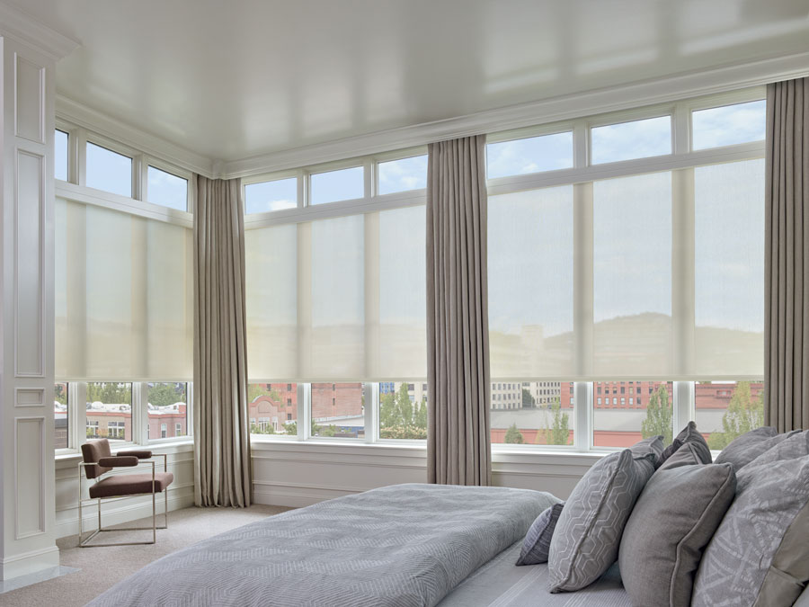 Designer Screen Shades in bedroom, Rocklin, CA