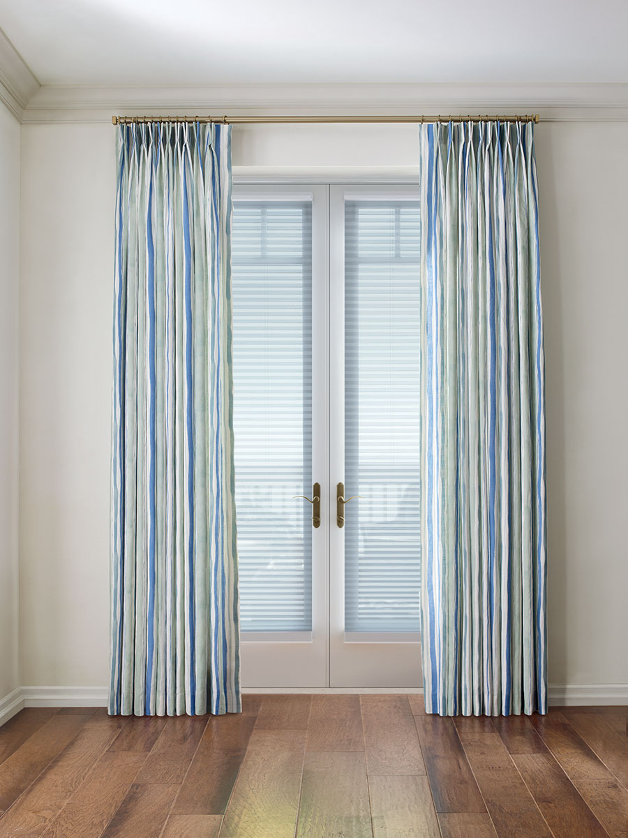 french door with draperies 