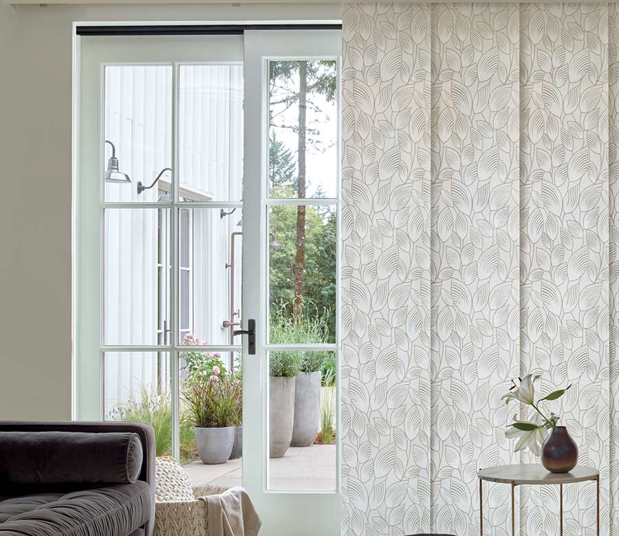 Skyline® Gliding Window Panels with patterned fabric