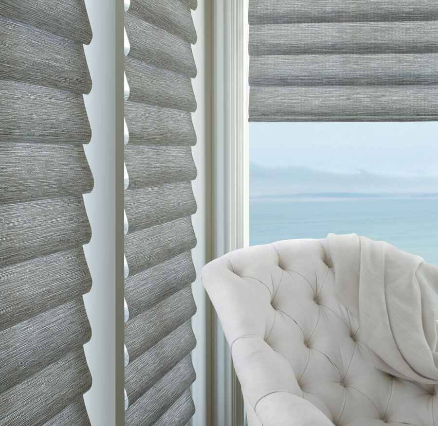 Gray roman shades by Hunter Douglas