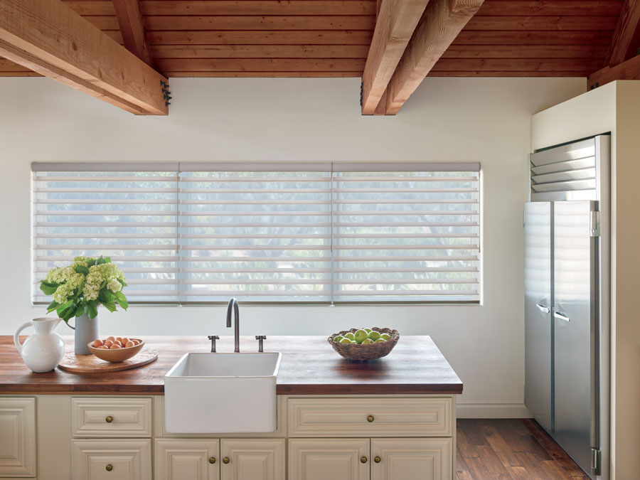 Kitchen with silhouette shades