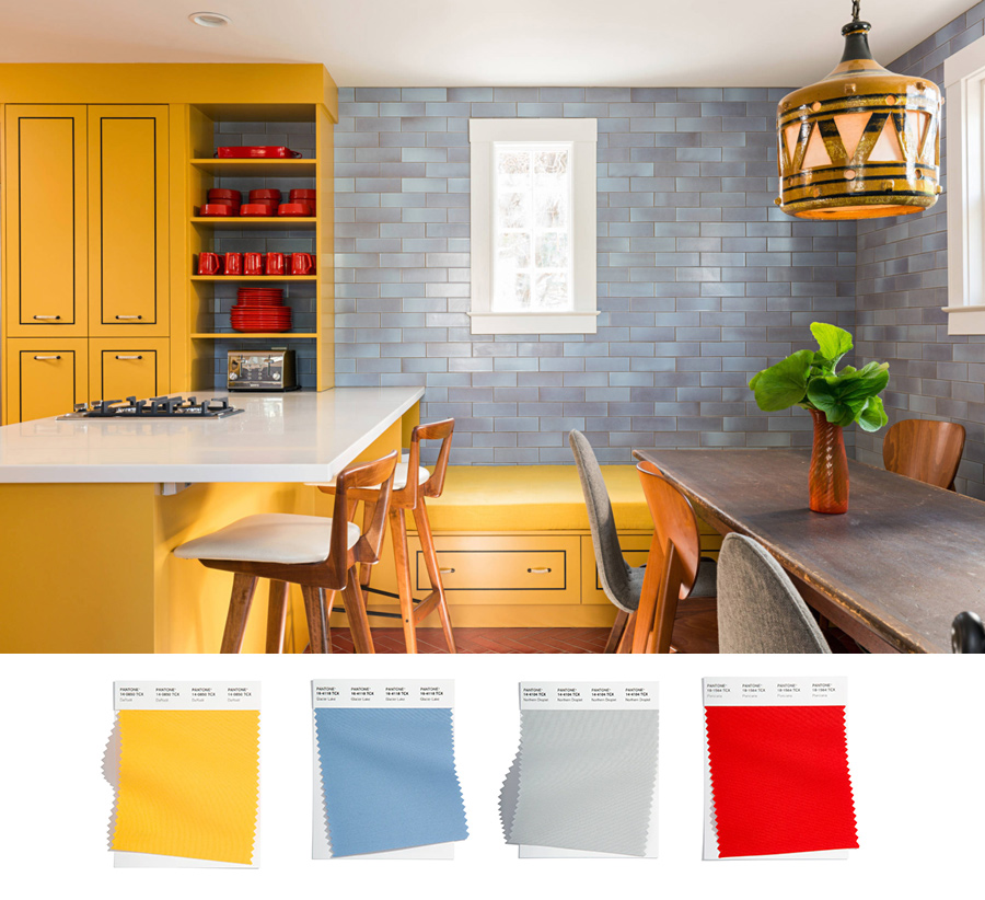 upcoming color palette 2022 used in bright California kitchen