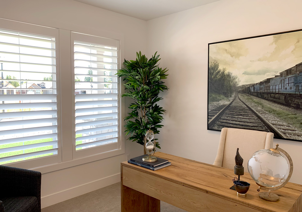 home office white hardwood shutters Folsom, CA