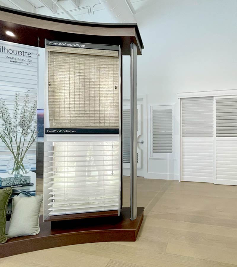 play with window shades at showroom in Roseville CA