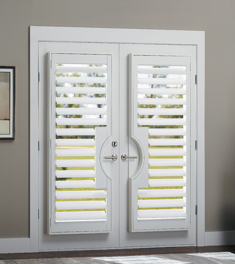 room darkening shutters on glass patio doors in modern master bedroom Rocklin, CA