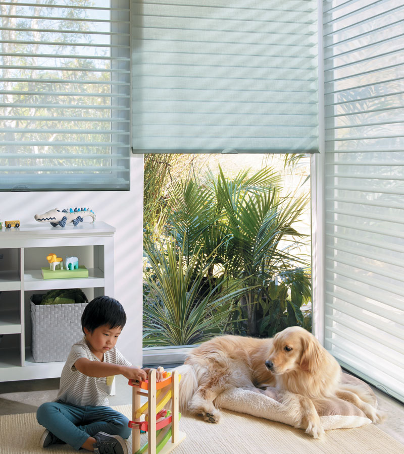 sheer shades in child's playroom for child safe operation Folsom, CA