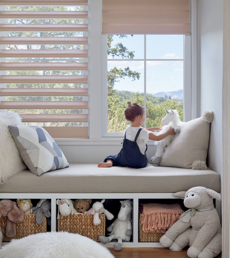 child safe pirouette shades in child's bedroom in northern california