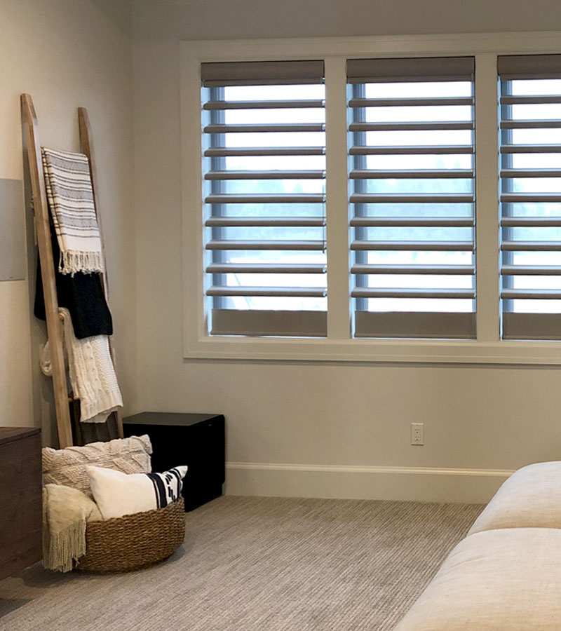 custom gray window coverings for Roseville, CA area bedroom