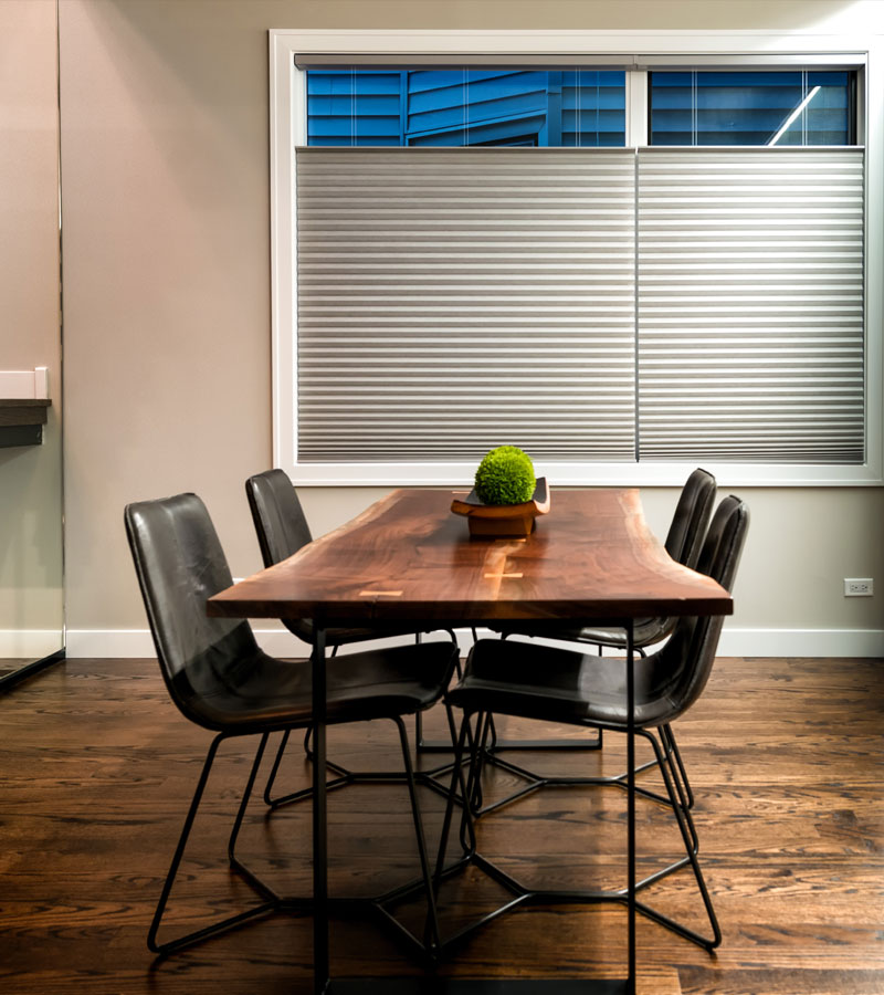 top down bottom up cellular shades in Sacramento dining room