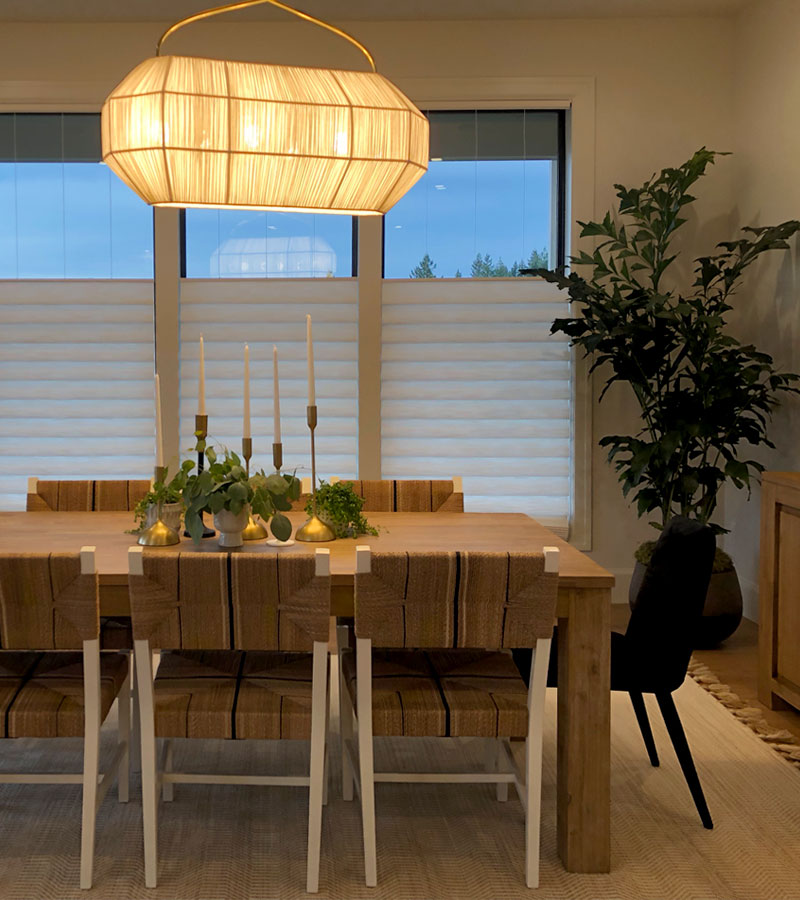 top down bottom up white window coverings in Roseville dining room