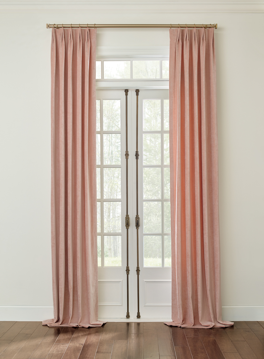 french doors with drapery panels