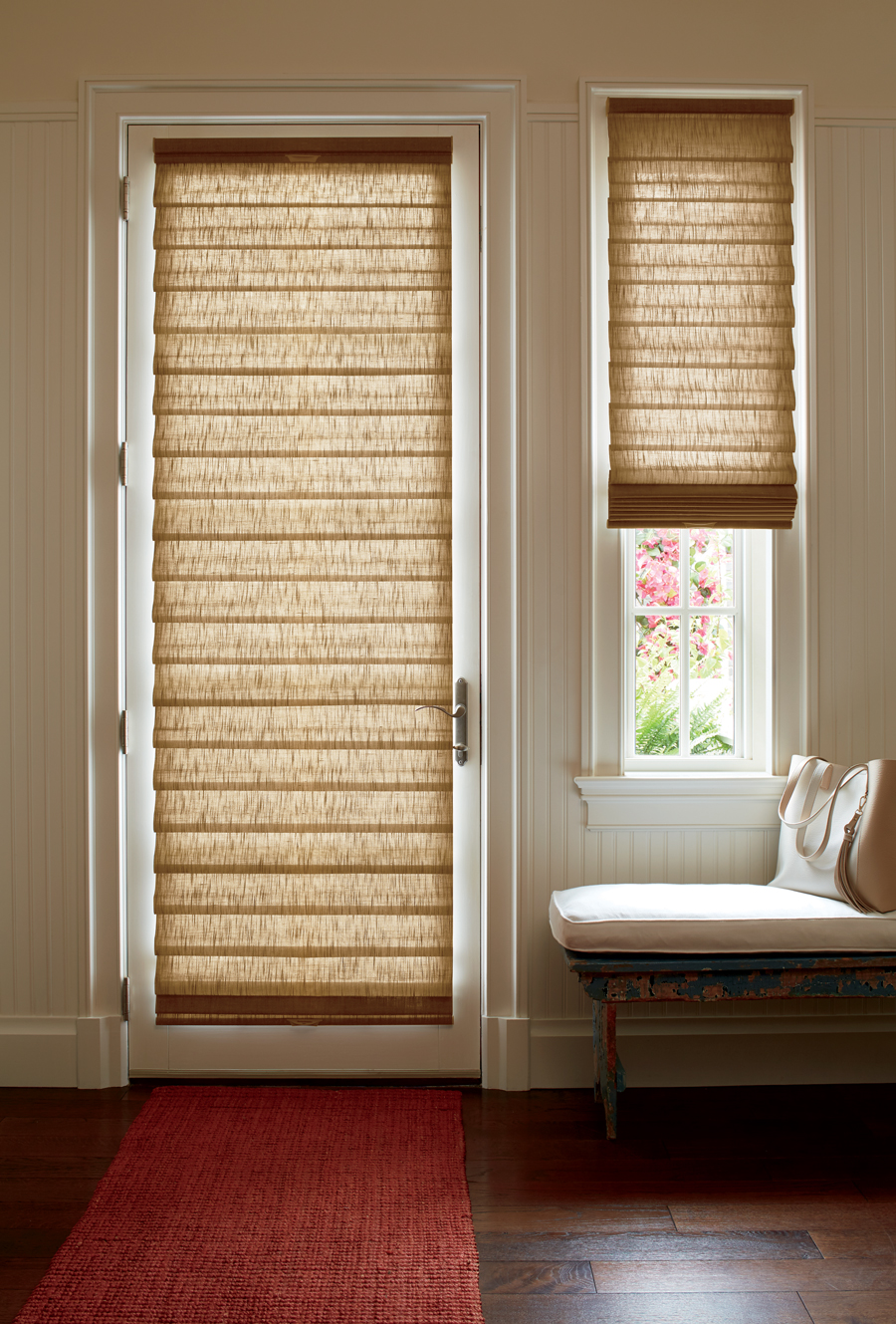 entryway door in roseville CA with roman shades