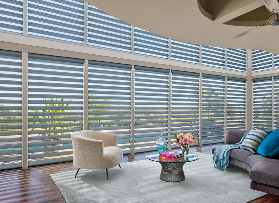 Pirouette shades in living room, Roseville, CA