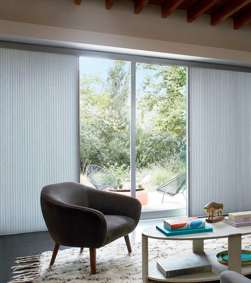 Duette honeycomb shades on sliding glass patio doors in rocklin, CA