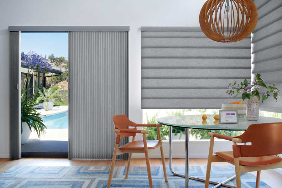 gray roman shades with honeycomb door shades