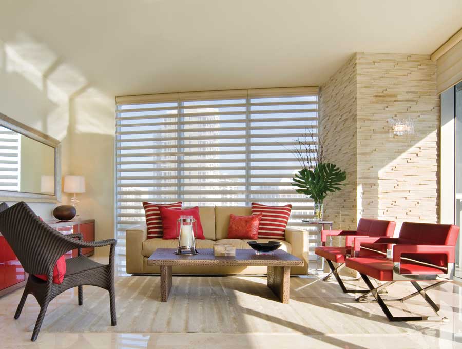 Living room with Pirouette shades