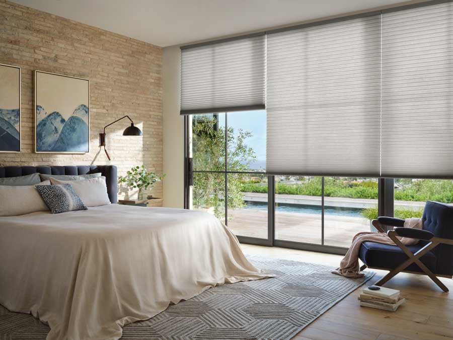 Alustra® Duette® Honeycomb Shades bedroom floor to ceiling energy efficiency shades