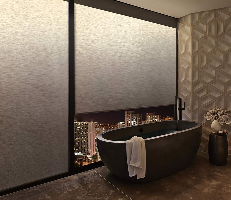 aura illuminated shades in bathroom for ambient lighting in roseville CA