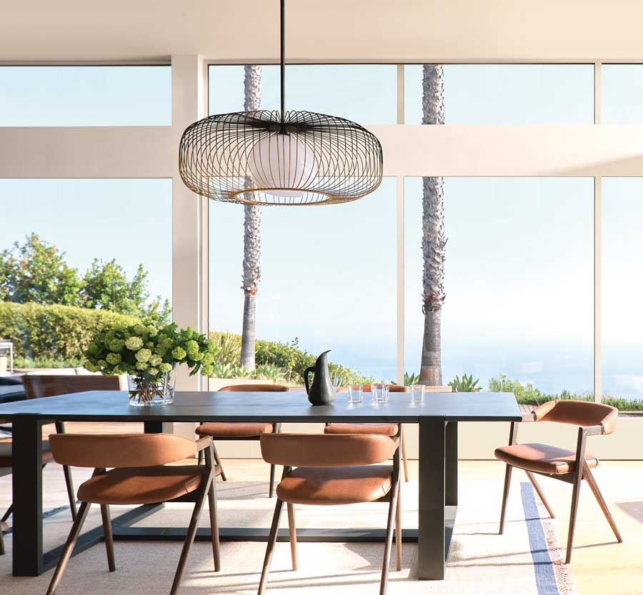 bare tall windows in dining room 