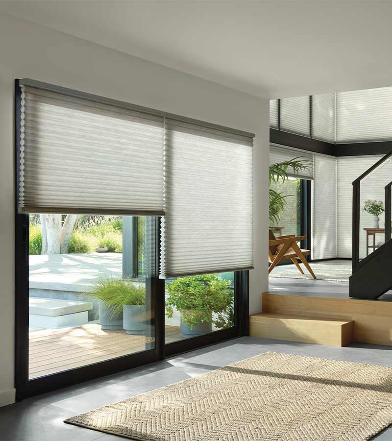 black framed window cellular blinds from the Duette Honeycomb Shades collection in Roseville CA