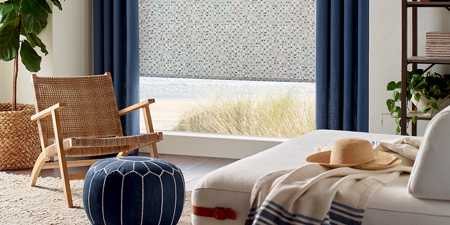 Layered drapes with custom shades in Roseville, CA home