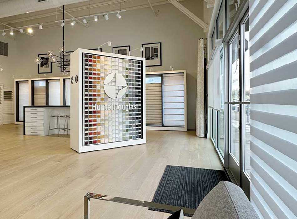 hunter douglas display in california window fashions showroom
