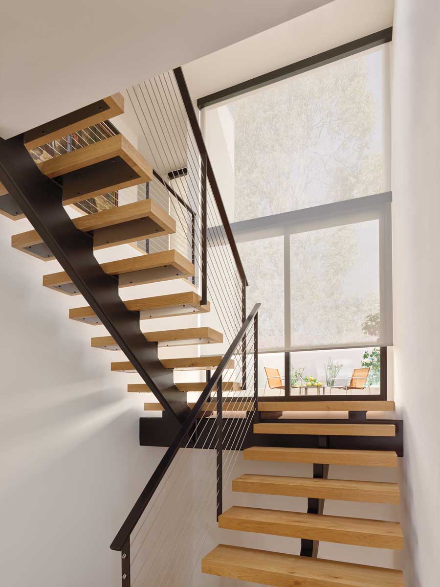 Solar shades designed for Roseville, CA home with motor in modern home