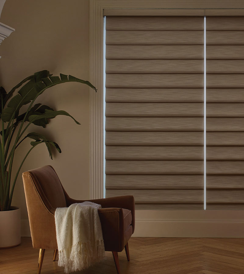 living room windows with black out shades
