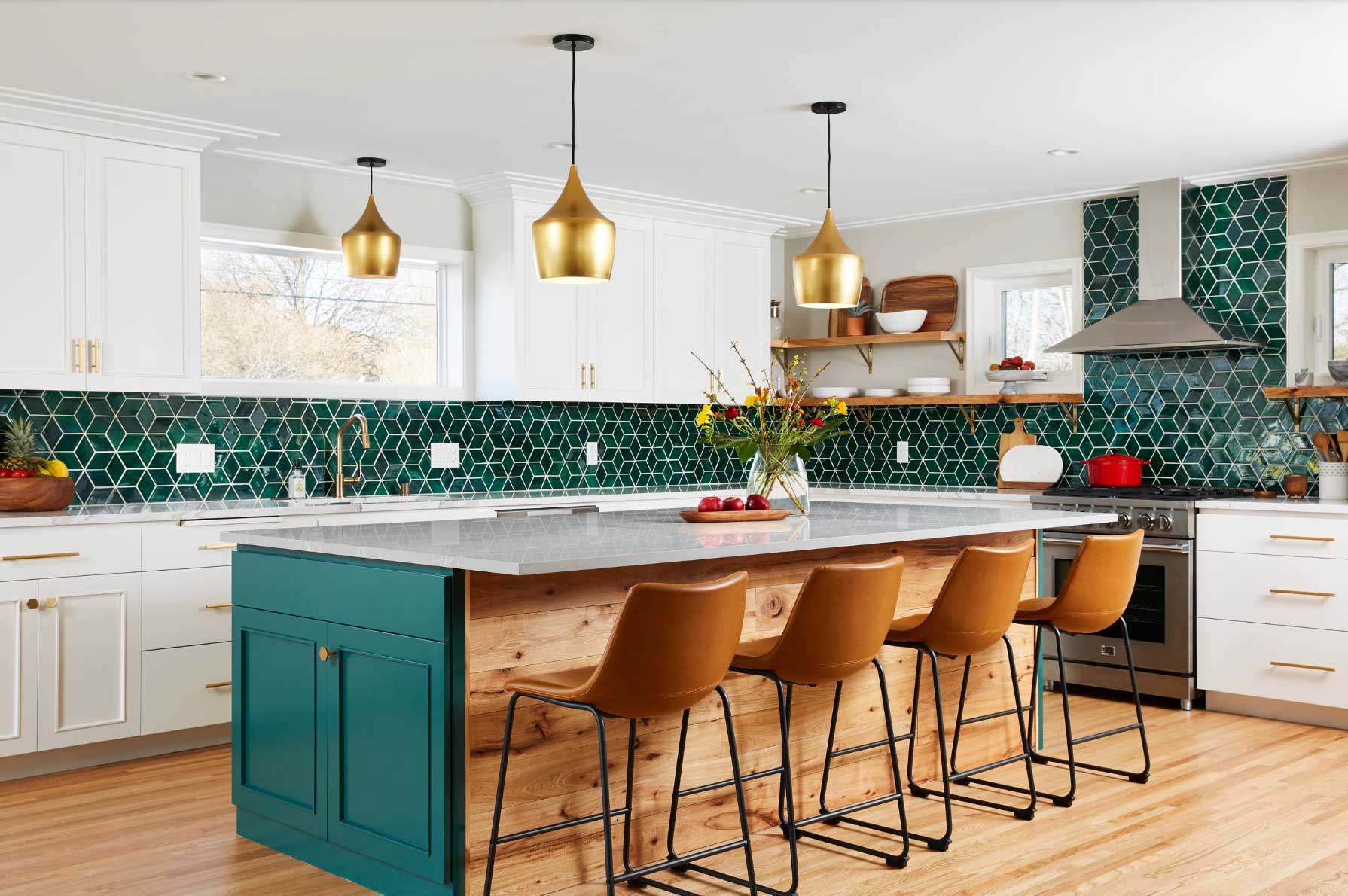 pantone colors 2026 white and real colors with gold fixures kitchen
