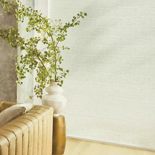 Close-up Detail of Aura Illuminated Shade fabric showing layered texture and light diffusion switching positions